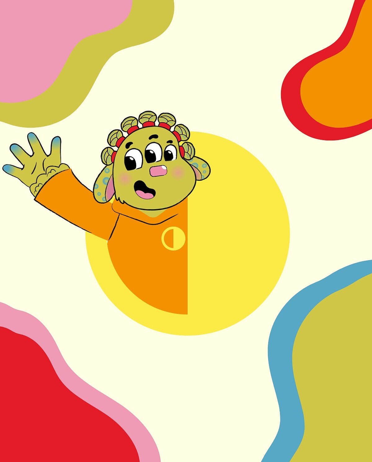 Bunte Grafik mit dem magischen Wesen Eliko